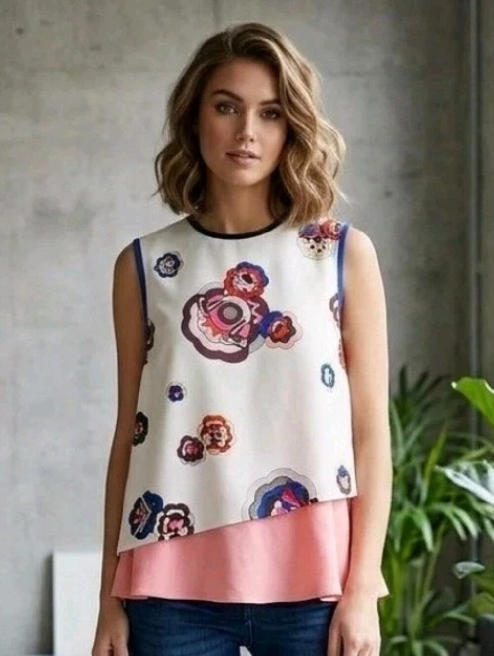 MSGM Massimo Giorgetti Peplum Top Flower Ruffled Layered Tiered Boho Italy M
